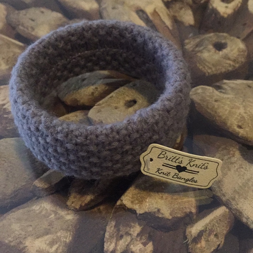 Grey bangle knit bracelet